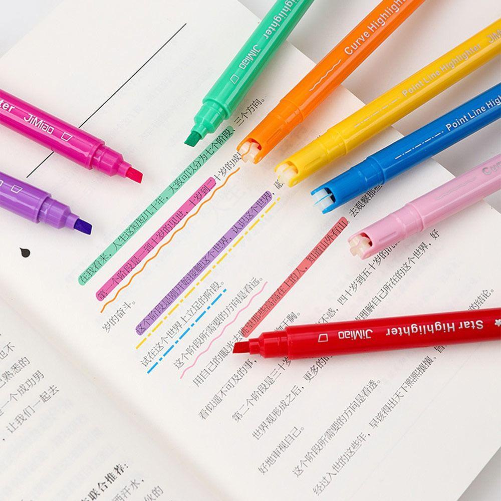 Bộ 8 Bút Bắt Sáng Dạng Cong Hai Đầu Màu Sắc Thời Trang Giáng Sinh