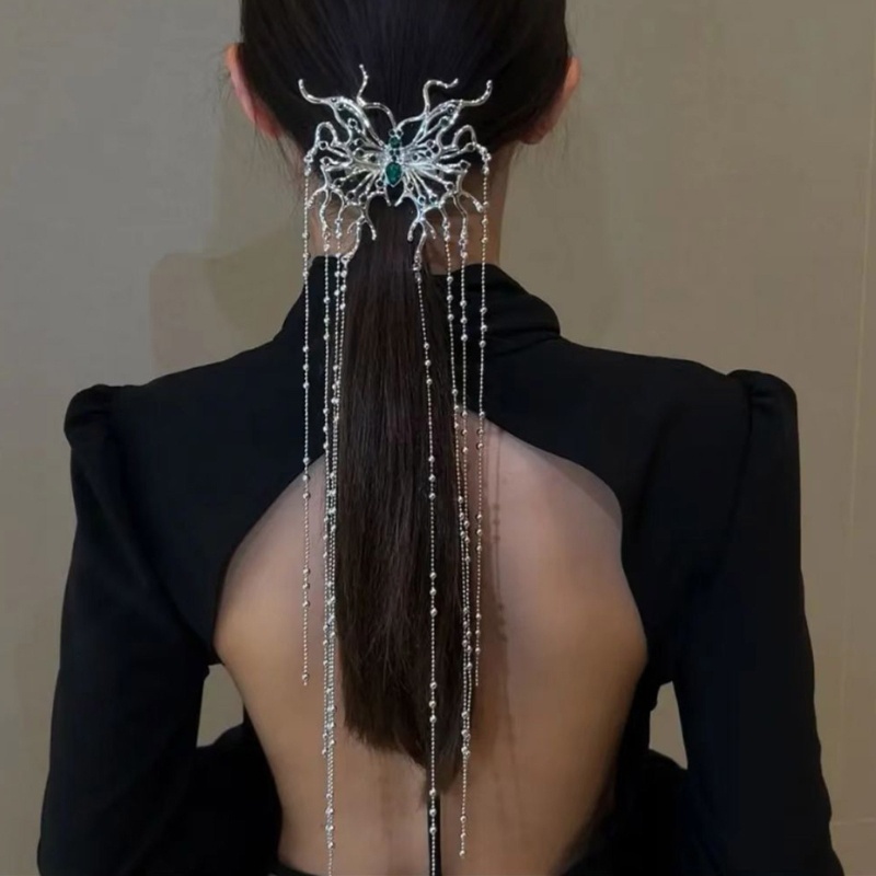 Kẹp Tóc Hình Bướm Tua Rua Dài Y2k