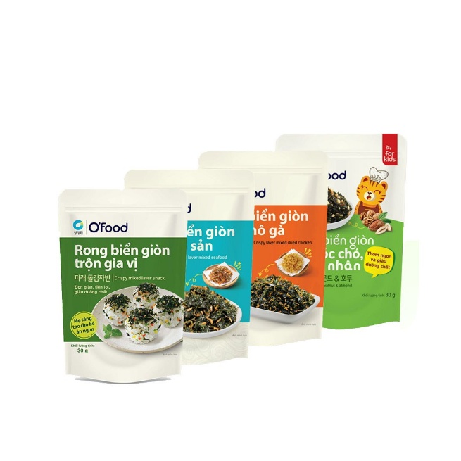 Rong biển giòn trộn gia vị OFood 30g, vị ngọt vừa ăn, trộn cơm, cháo tiện lợi, ngon miệng, Rong biển OFood 4 vị