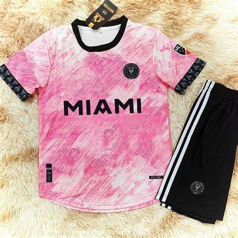 Bộ quần áo bóng đá CLB MIAMI cho trẻ em 18-50kg Shop có in tên số, chất vải thun lạnh