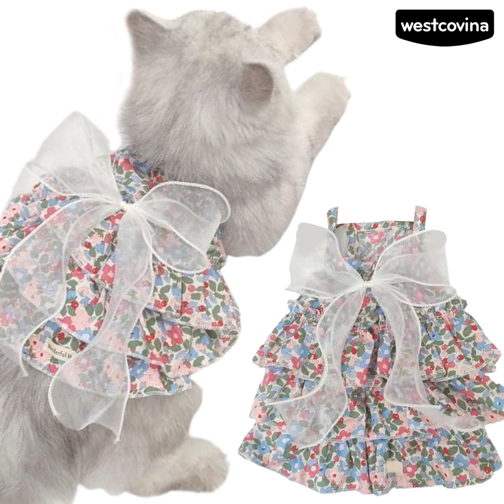 [Hot]♝Đầm Vải Cotton Siêu Mềm In Hoa Xinh Xắn Thời Trang Cho Thú Cưng