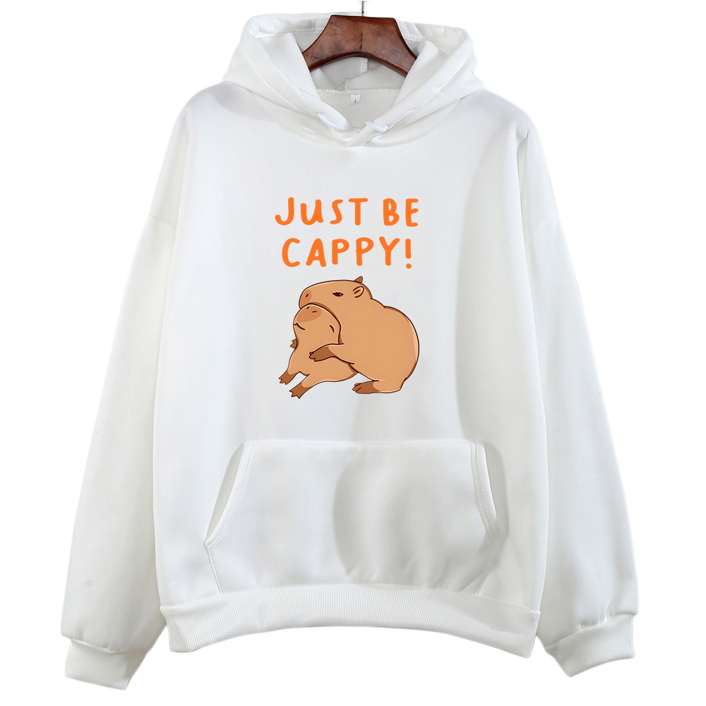 Áo Hoodie Nỉ In Chữ Capybara Just Be Cappy Phong Cách Hoạt Hình Dễ Thương Thời Trang Thu Đông Cho Nam Và Nữ