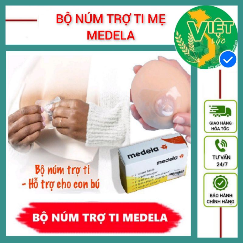 Bộ 2 núm trợ ti medela, hỗ trợ cho con bú, núm silicon an toàn cho bé