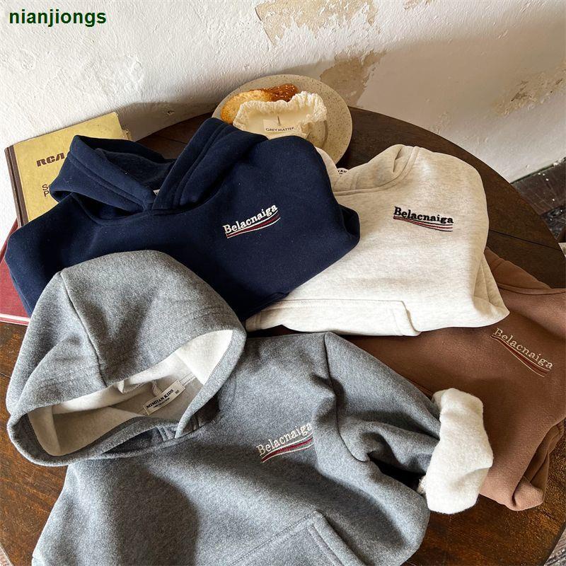 Hàng Mới Về Bộ Quần Áo Nỉ Lót Lông Cừu Thêu Hình Thỏ Thời Trang Mùa Đông 2022 Dành Cho Bé Trai Gái