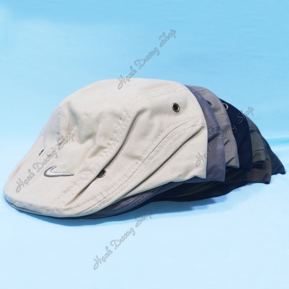 Nón mỏ vịt có thêu nón beret nón jacket mũ beret nam trung niên có khóa tăng giảm size phía sau, chất liệu vải kaki thoá