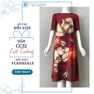 Đầm nữ thiết kế tặng bà, tặng mẹ họa tiết hoa sang trọng nổi bật đầm cao cấp 32  - Thời trang Cát Tường