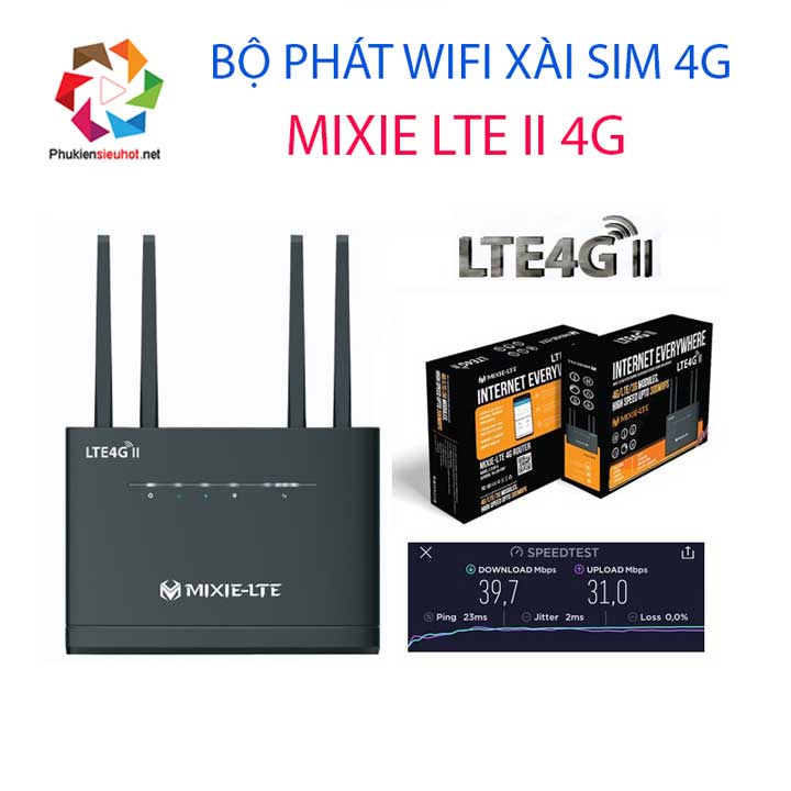 Bộ Phát Wifi Bằng Sim 4G MIXIE LTE4G, 4 Râu, Hỗ Trợ Kết Nối 32 Thiết Bị