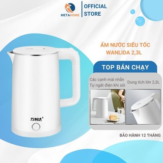 Ấm đun nước siêu tốc dung tích 2,3L WANLIDA lõi inox vỏ nhựa an toàn chống giật, đun sôi nhanh