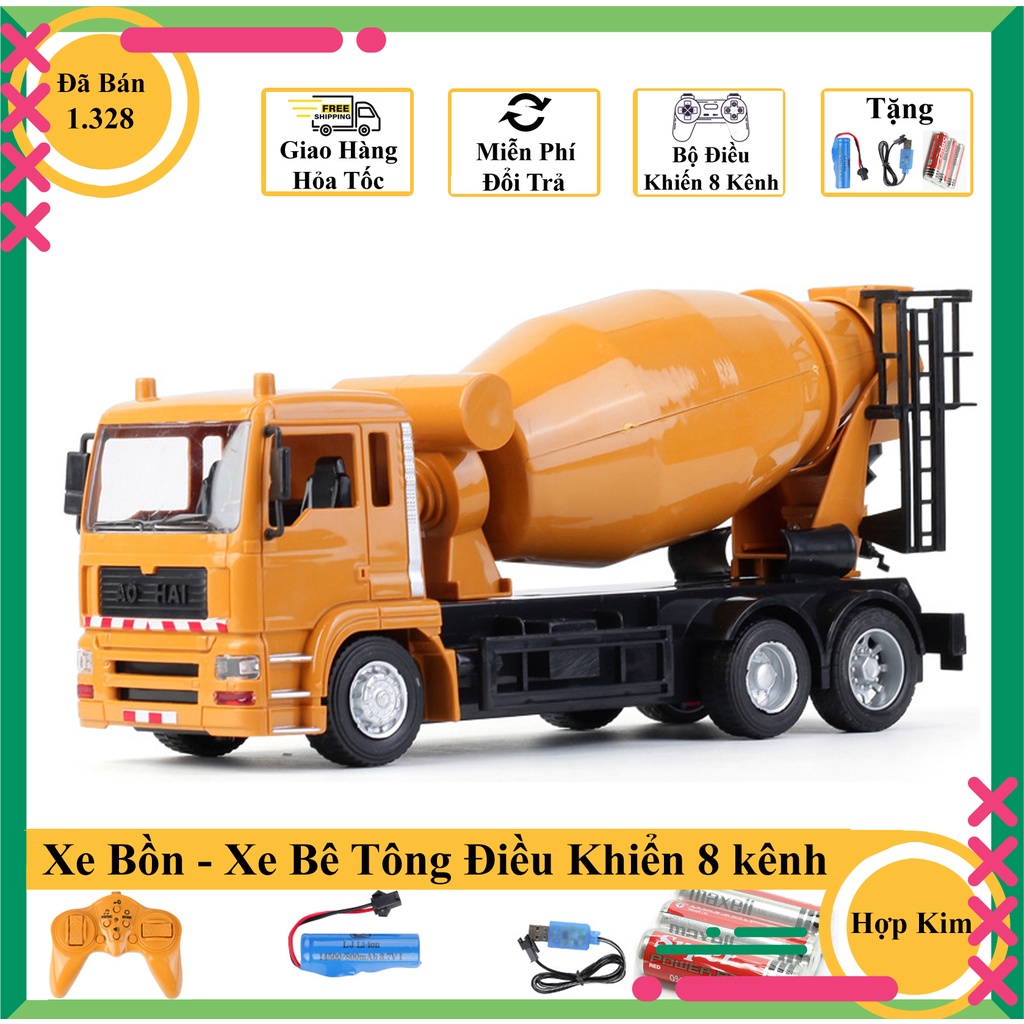 Xe trộn bê tông điều khiển từ xa, Cấu tạo hợp kim  - Pin sạc - Đa chức năng Hàng luôn có sẵn