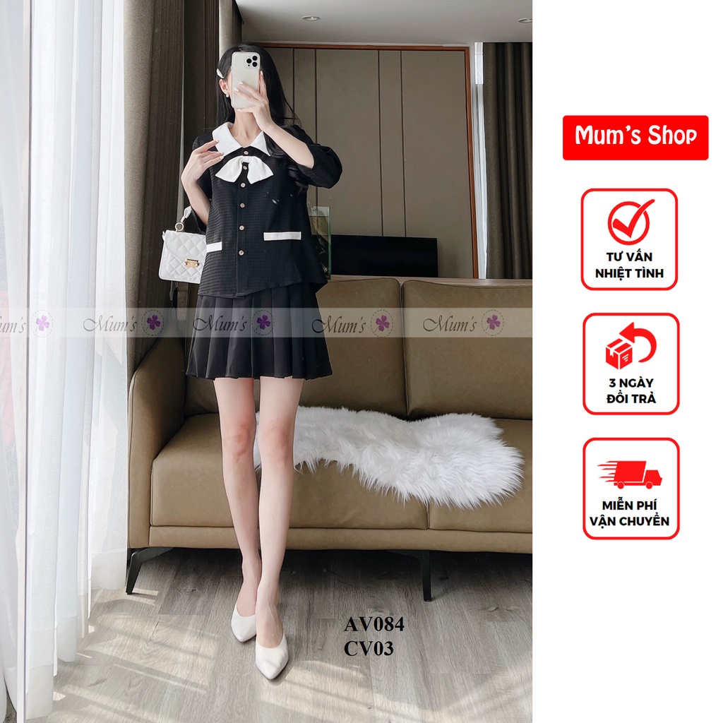 ÁO BẦU XINH MÙA ĐÔNG MUM'S SHOP FREESHIP Áo bầu siêu dễ thương xốp đen cổ trắng