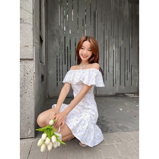 Đầm bẹt vai trắng