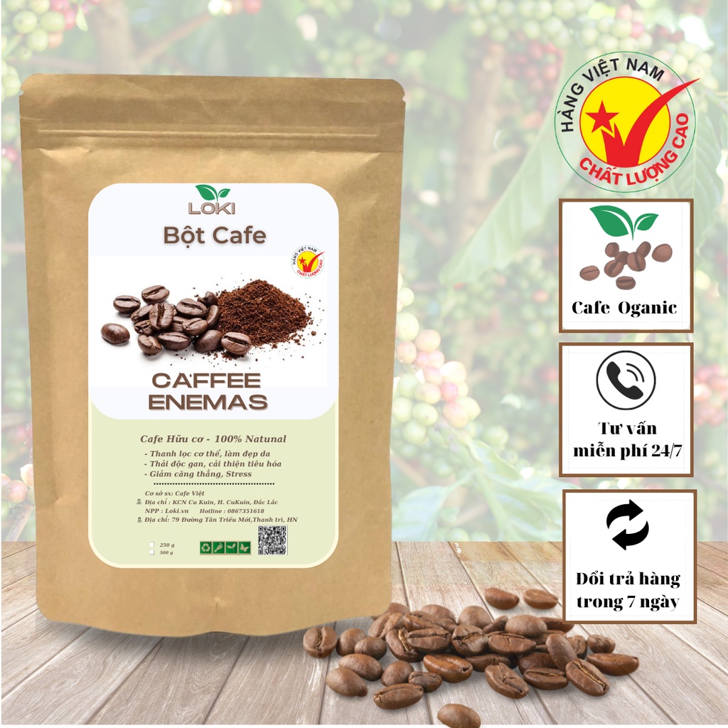 Combo thải độc đại tràng Enema LOKI - Coffee enema 250g, thụt tháo cà phê, thải độc đại tràng, gan - Loki