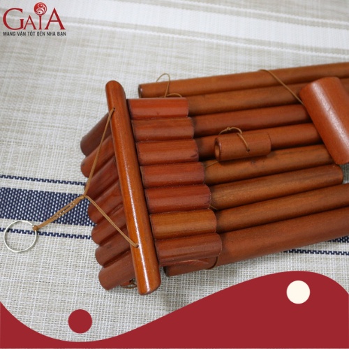 Chuông thanh tre mái nhà màu nâu đất, chuông gió 8 thanh hoá sát, tăng sinh khí.