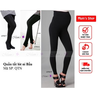 Quần tất bầu 😍 FREESHIP 😍 quần tất lót nỉ màu đen dáng cả bàn, dẫm gót và leg