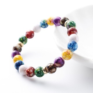 Vòng Tay Chuỗi Hạt Đá Núi Lửa Chakra 7 Màu