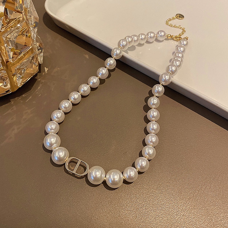 Vòng cổ choker/ Vòng đeo tay/ Đôi khuyên tai AY mặt chữ CD đính hạt ngọc trai nhân tạo thời trang Hàn Quốc cho nữ