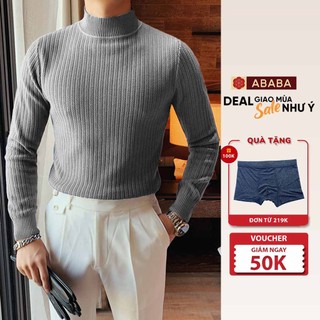 Áo len nam cổ 5p cao cấp hàng dày đẹp, len cổ cao nam dày - aba-5plac