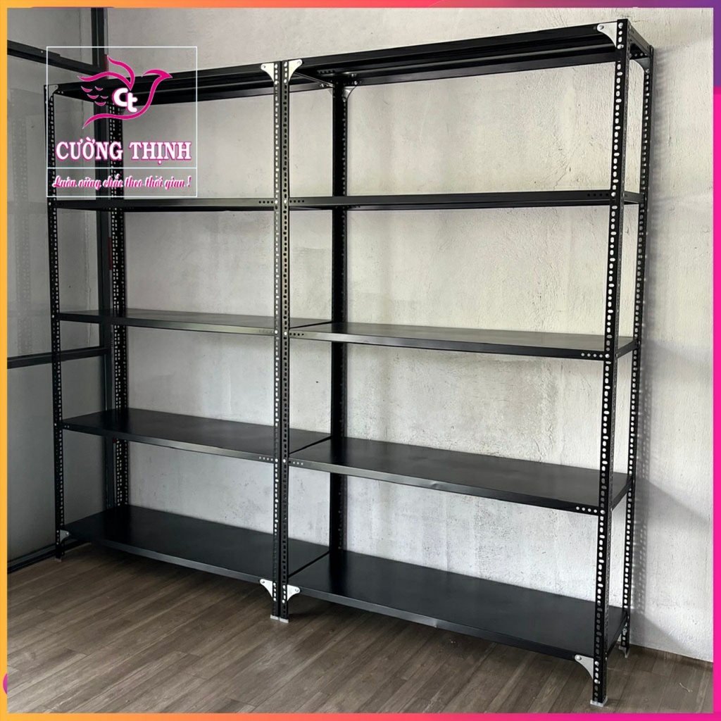 Kệ Sắt V Lỗ Đa Năng Dài 1,2m x Rộng 0,4m. Màu ĐEN và TRẮNG Cao 1m-1,2m-1,5m – 2,3,4 Tầng - Lắp Ghép