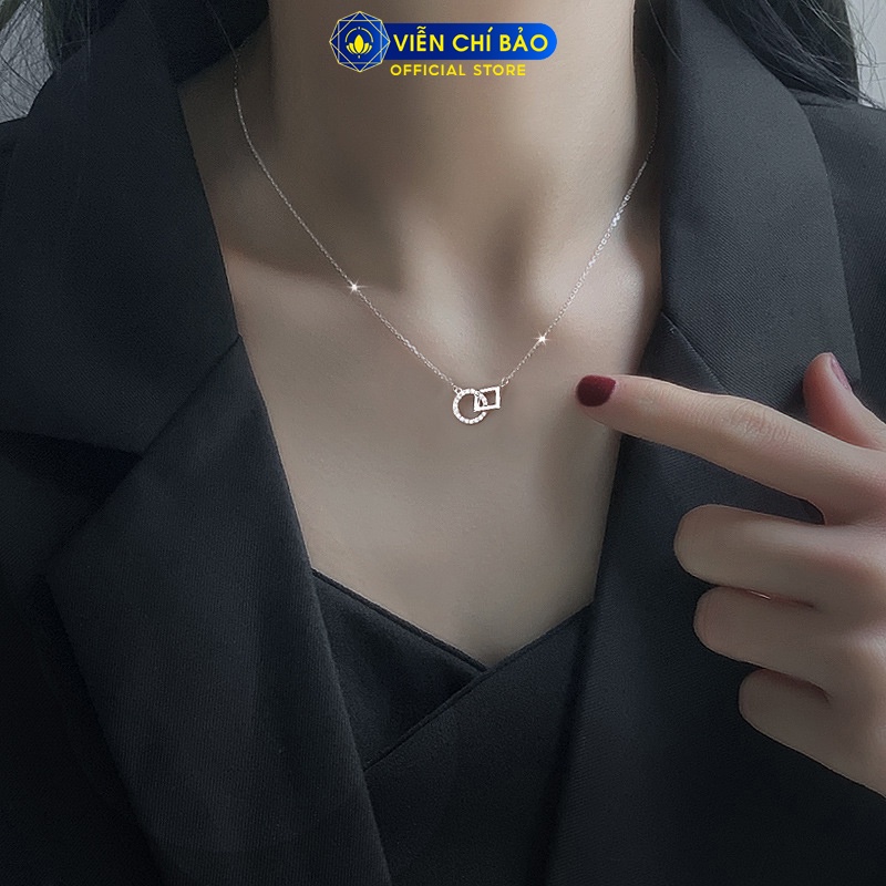 Dây chuyền bạc nữ mặt vuông tròn chất liệu bạc 925 thời trang phụ kiện trang sức Viễn Chí Bảo D400373