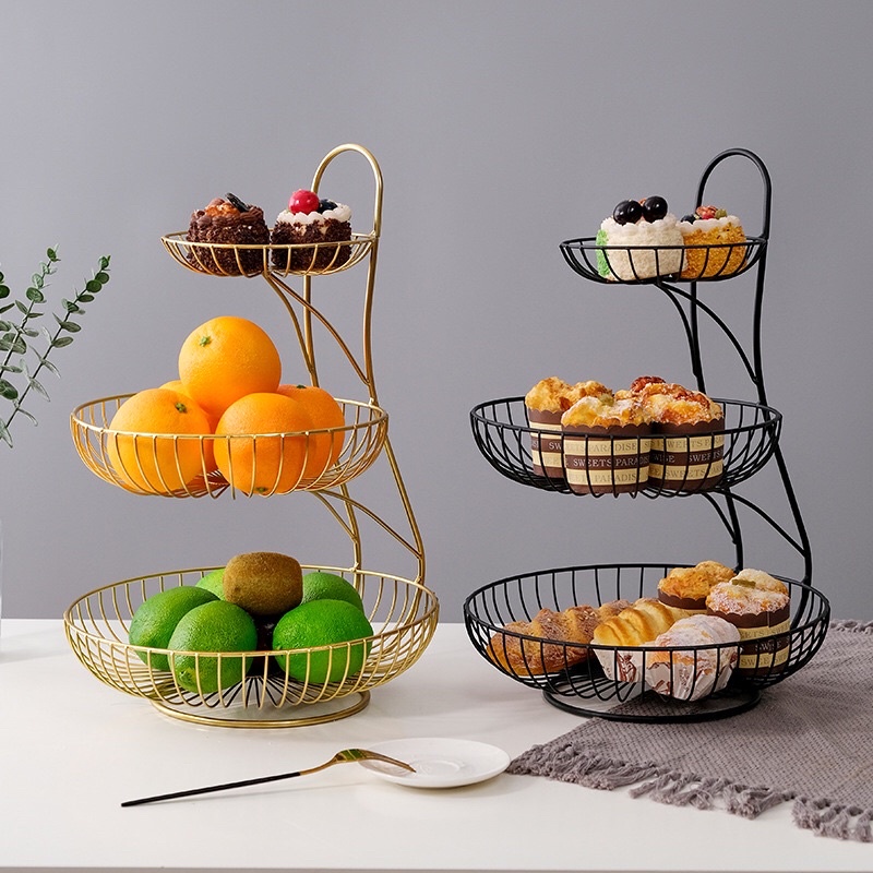 Khay đựng bánh kẹo, khay hoa quả 3 tầng trang trí phòng khách, trang trí bàn ăn nhà bếp- Khay đựng hoa quả decor