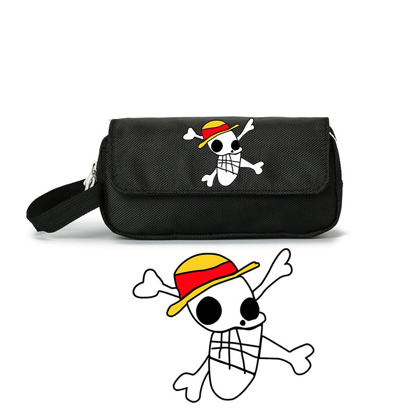 Hộp bút vải canvas IN HÌNH ONE PIECE Đảo Hải Tặc ver LOGO anime chibi đồ dùng học tập xinh xắn