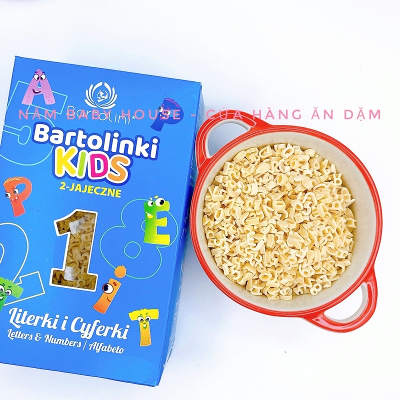 Nui hữ cơ hình sao, nui chữ Bartolini Ba Lan cho bé ăn dặm 250g