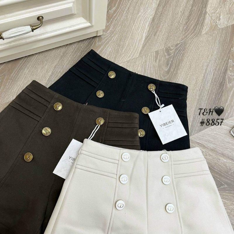 Quần sooc dạ cạp cao 6 khuy hàng QC