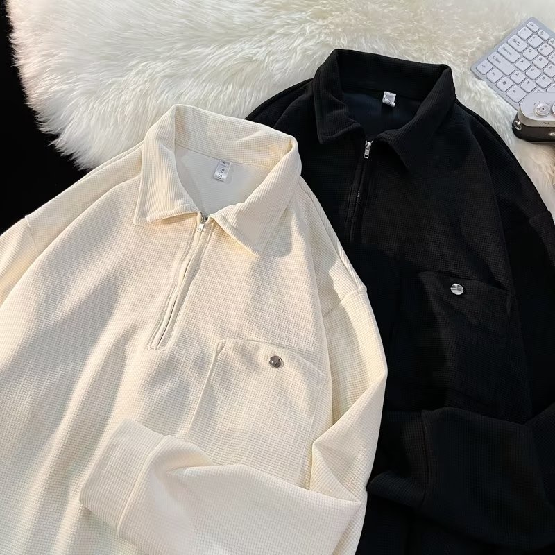 Áo Thun Polo Tay Dài Màu Trơn Đơn Giản Thời Trang Cho Nam áo sơ mi nữ form rộng sơ mi trắng nữ form rộng
