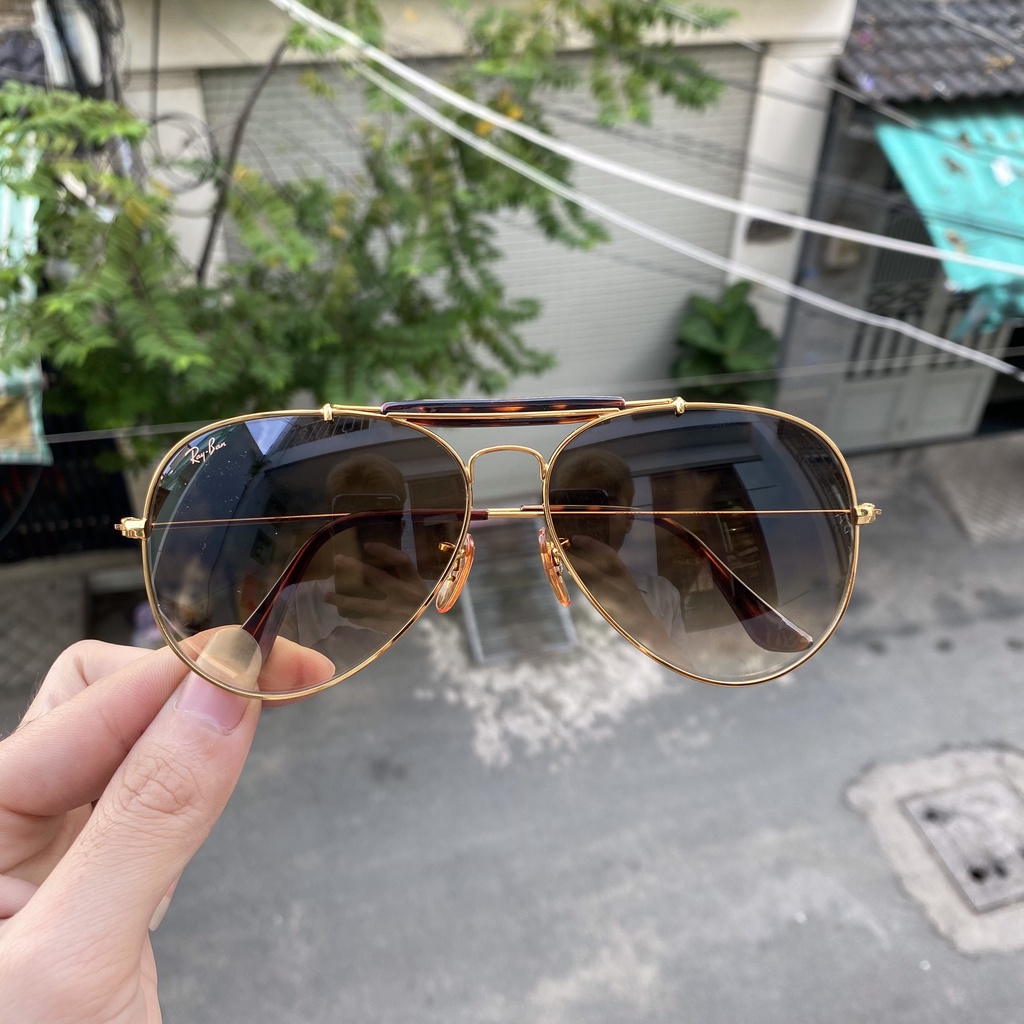 Kính rayban 3 cầu loang 2 màu nâu trà, có lớp váng dầu chống chói, uv cực tốt đi ngày và đêm, 2nd