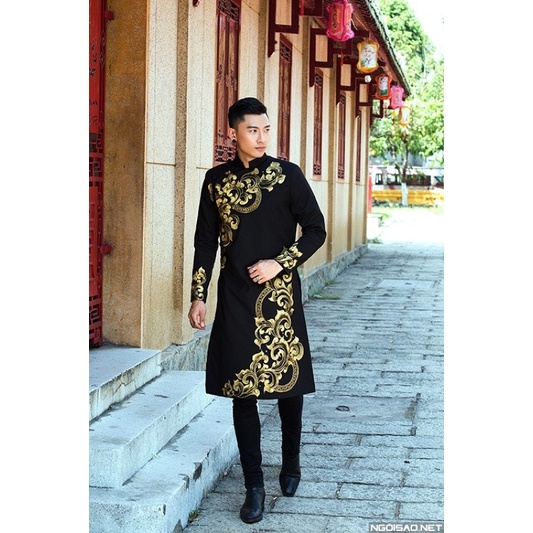 Áo dài cách Tân nam Tết đen