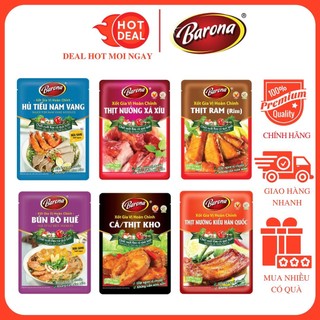 Xốt Gia Vị Hoàn Chỉnh Barona Thịt Cá Bò Kho Rim Nướng/Gà Chiên Nước Mắm/Cà Ri Gói 80Gam Chính Hãng