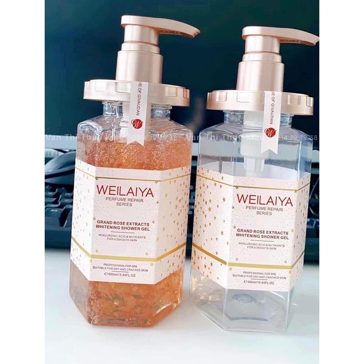 Set 2 Sữa Tắm Hoa Hồng Trắng Da Weilaiya 450ml, Damask Weilaiya Grand Rose Extracts Whitening Shower Gel - Gazumi Beauty