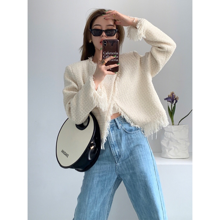 Áo Khoác Cardigan Dệt Kim Tay Dài Dáng Rộng Phối Tua Rua Phong Cách Cổ Điển Thời Trang Mùa Thu Mới 2022