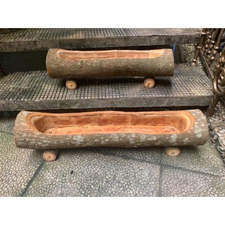 chậu gỗ dài 60 cm có chân