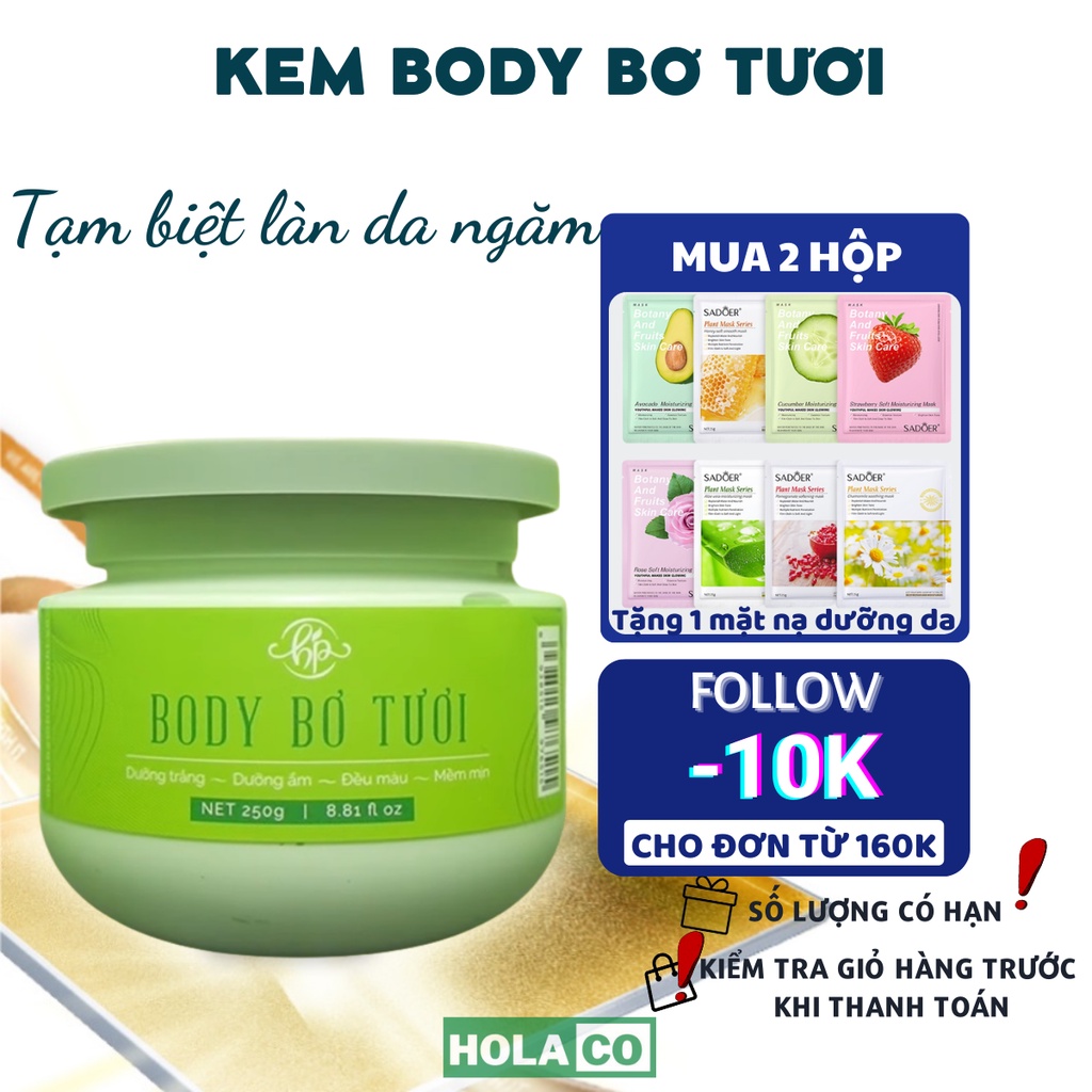 Kem body bơ tươi Huyền Phi dưỡng trắng dưỡng ẩm giúp làn da mềm mịn