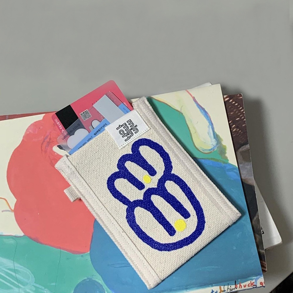 Ví Đựng Thẻ ID Bằng Vải Canvas Hai Lớp In Họa Tiết Hoa