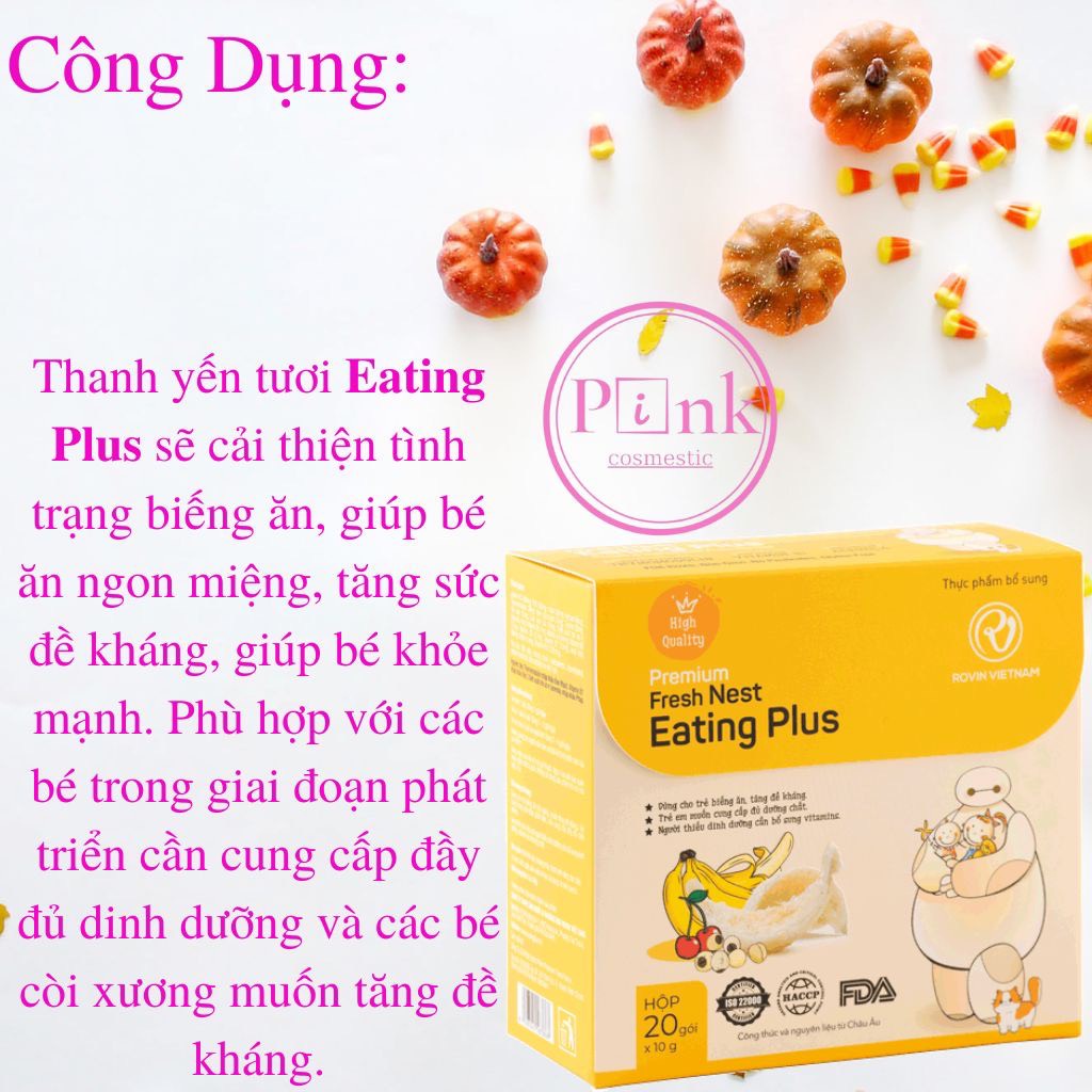 Thanh Yến Tươi Eating Plus Giúp Trẻ Hết Biếng Ăn, Tăng Sức Đề Kháng Hộp 20 Thanh