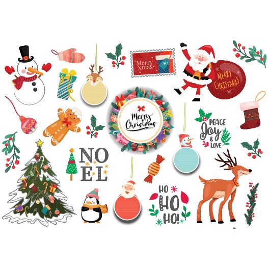 Sticker giáng sinh 02, nhãn dán Christmas, trang trí hộp đựng quà