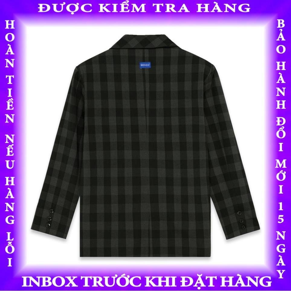 Áo khoác blazer nam Senzc form rộng, có đệm vai, caro buinguyet