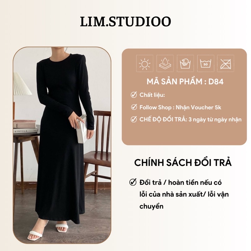 ĐẦM THUN DÀI TAY BASIC | lim.studio