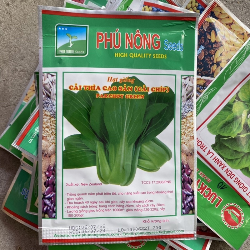 gói 20g hạt giống cải CHÍP ( cải thìa xào sản)