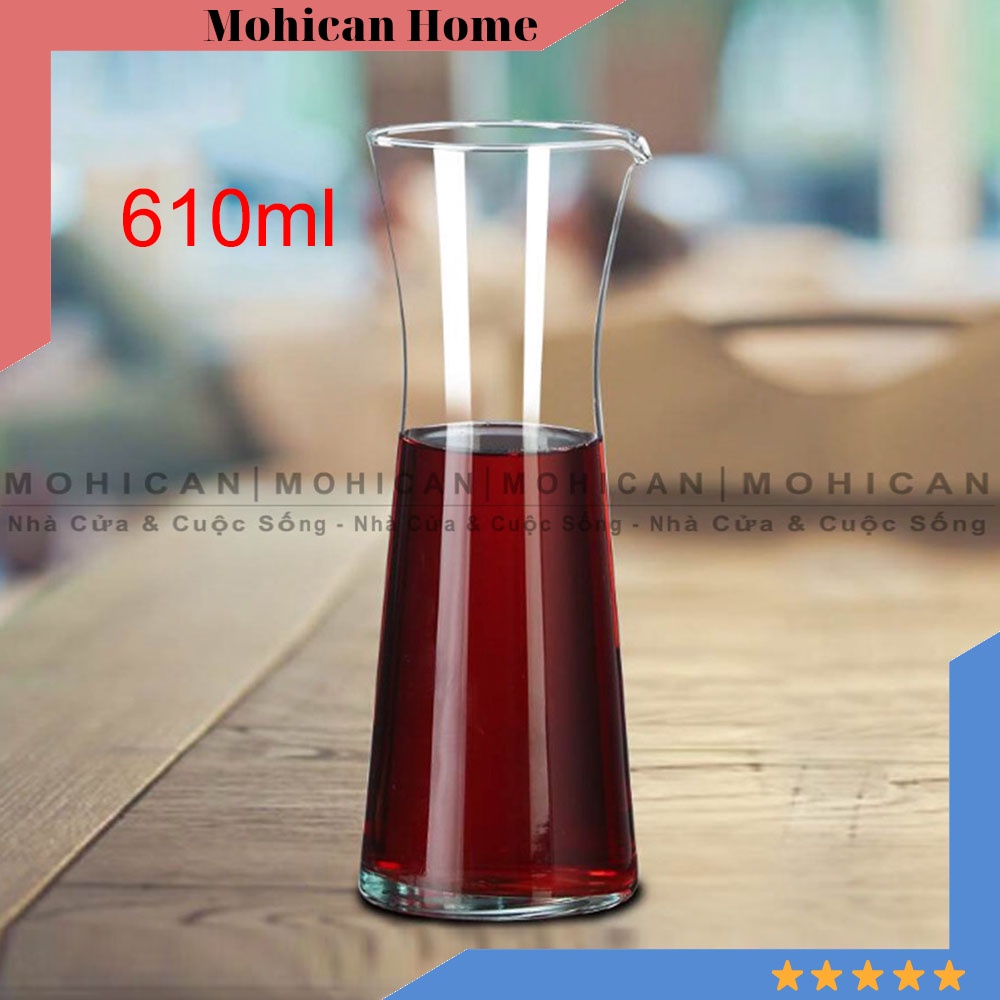 Bình rót thủy tinh có miệng Ocean Bistro Carafe 610ml, bình đựng thở rựu vang đẹp, cổ eo tiện lợi Mohican OCEG-V13621