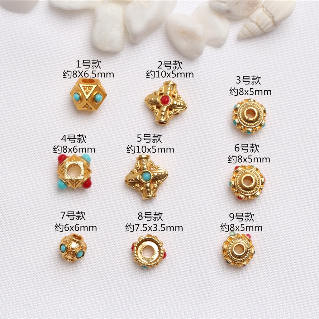 Bộ 5 Hạt Xâu Chuỗi Vàng Cổ Điển Dùng Làm Trang Sức diy