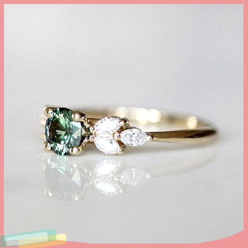 Nhẫn hợp kim mạ bạc trang trí đá zircon thời trang cho nữ