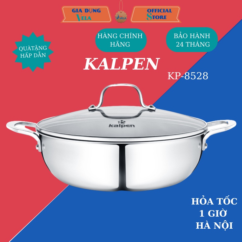 Chảo Chống Dính Bếp Từ 2 Quai KALPEN Chất Liệu Inox 304 Liền Khối Đa Năng Dùng Làm Nồi Nấu Lẩu Rất Tiện Dụng
