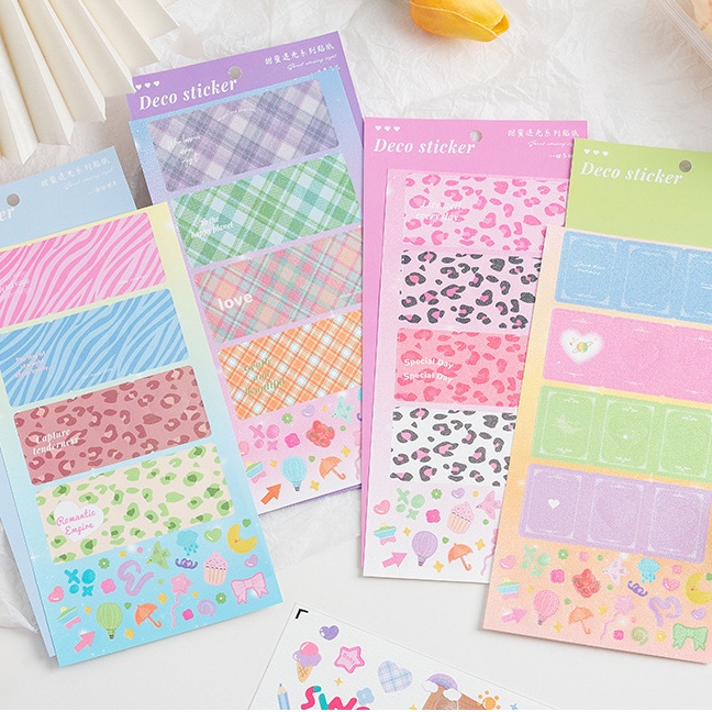 Miếng Dán Màu Laser Hình Trái Tim Phong Cách Hàn Quốc Độc Đáo Trang Trí Sổ Tay DIY