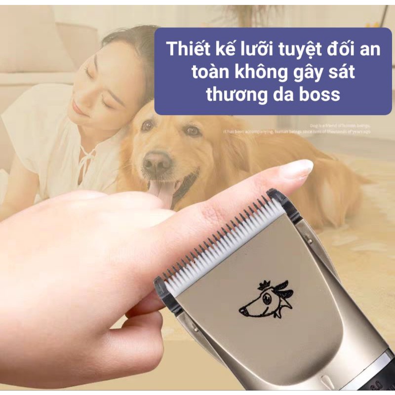 Tông đơ cạo cắt lông cho chó mèo Hàng Full Box - Kèm 8 phụ kiện