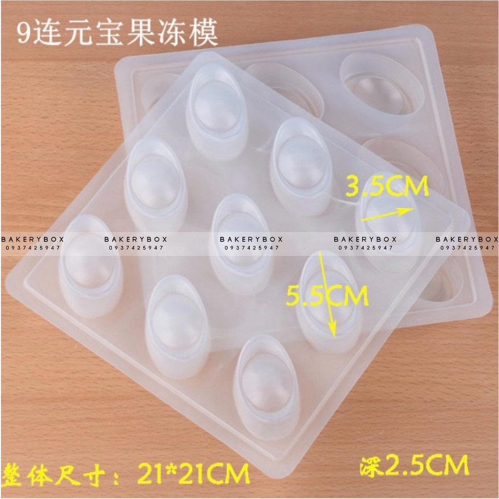 Khuôn Nhựa Đổ Rau Câu 9 Thỏi Vàng (Mẫu Mới 2023)