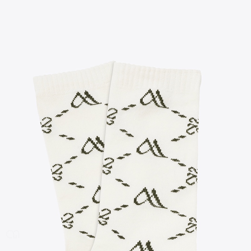 Vớ Cổ Cao Nam Nữ Co Giãn 4 Chiều Monogram Stripe Thương Hiệu 2AM