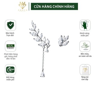 Khuyên tai bạc Ý s925 lá đá thả E0629 - AROCH Jewelry
